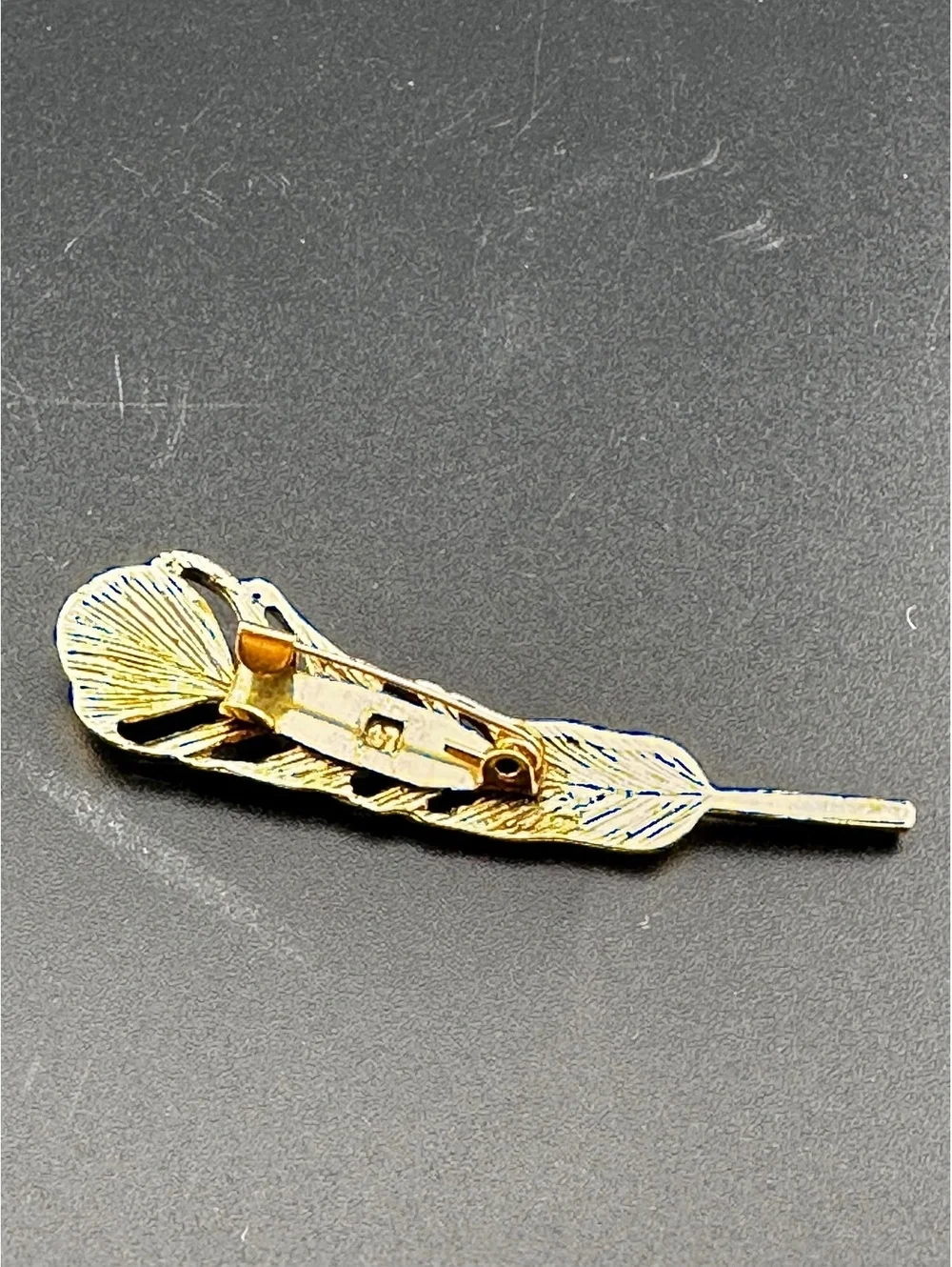 Vintage-Style Feather and Stone Brooch